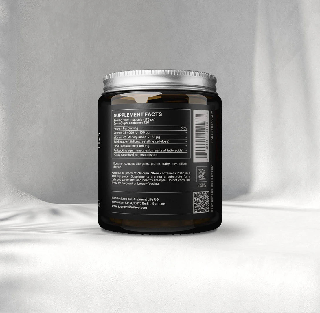 Vitamina D3 + K2 (MK7) - 4000 UI + 75 µg